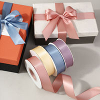 Pita Satin Poliester 100% Satu Sisi 4cm Laris Manis 7/8 untuk Pembungkus Kado Halloween & Natal, Pembuatan Mawar