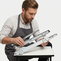 Glissière télescopique pour tiroir de clavier d'ordinateur, extension complète 45 mm, réglable, en zinc noir, 100 lbs (35 kg), pour meuble de bureau, usine de Foshan