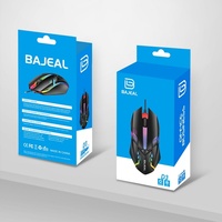 BAJEAL D3 Ratón para Juegos con Cable USB RGB LED con Sensor Óptico, Diseño Ergonómico de 3 Botones para Portátil/Escritorio, 12 Meses de Garantía