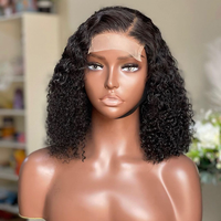 Perruques Courtes Sans Colle à Dentelle HD pour Femmes Noires, 100% Cheveux Humains Vierges Brésiliens Pré-Pluckés