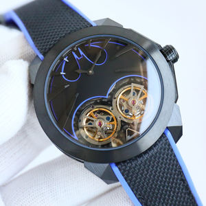 Reloj de Pulsera Mecánico para Hombre con Diseño de Esqueleto y Gráfico de Murciélago, Doble Tourbillon de Alta Precisión, Correa de Goma Cómoda - Product Image 6