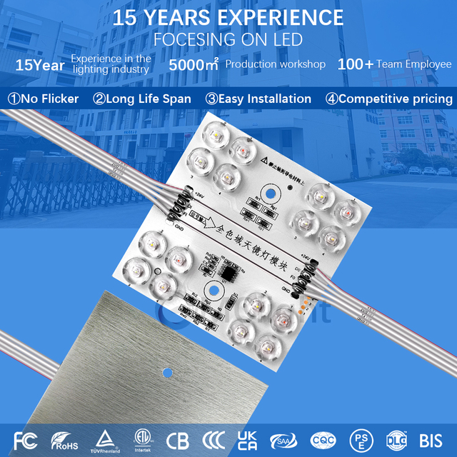 8-bit Grayscale LED FullColor RGBW Smart LED Module Light Box DC24V Led Backlight Modules CRI 95 Background Decorative Light Box