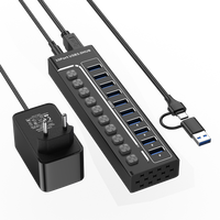 En stock 10-en-1 USB 3.0 HUB Station d'accueil Type C Hub avec commutateur ordinateur données multi-port séparateur indépendant pour ordinateur portable