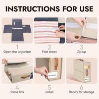 Organisateur de draps pliable avec fenêtre pour ensembles de literie, boîte de rangement pour placard à linge