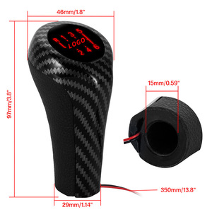 Pommeau de levier de vitesse en fibre de carbone BMW avec LED, 5 ou 6 vitesses, lumière rouge, logo M, design ergonomique avec câble - Product Image 2