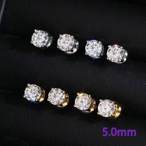 Boucles <span class=keywords><strong>d</strong></span>'oreilles clous en moissanite couleur <span class=keywords><strong>D</strong></span> VVS, <span class=keywords><strong>argent</strong></span>ées, quatre griffes, intemporelles, haute brillance, résistantes au ternissement, marque privée, cadeau de mariage pour couple - Product Image 4