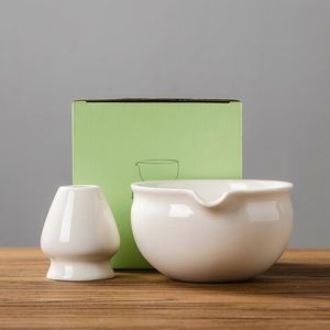 Eco-Friendly Modern Porcelain Matcha Bowl and Bamboo Whisk Durable Portable Classic <b>Tea</b> Preparation <b>Set</b> - Product Image 3