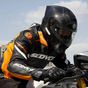 <span class=keywords><strong>Casco</strong></span> de Motocicleta Personalizado, Impermeable, Deportivo, de Seguridad, Protector, de Fibra de Carbono, con Visera Única, Integral - Product Image 6