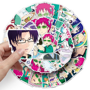 50 piezas de fábrica gran oferta decoración de Anime pegatina personalizada impermeable <span class=keywords><strong>Saiki</strong></span> <span class=keywords><strong>Kusuo</strong></span> pegatina - Product Image 1