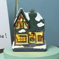 Mini maison de village de Noël en résine légère, chalet enneigé, scène hivernale, ornement de table, décoration de Noël pour la maison
