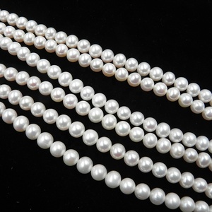 Blanco culto real natural de agua dulce perla Cadena de perlas al por mayor suelto ronda - Product Image 1