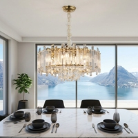 Lustre de plafond moderne de luxe en cristal, lampe suspendue LED E14 pour salon, salle à manger, chambre à coucher, décoration dorée pour la maison, luminaires en cristal