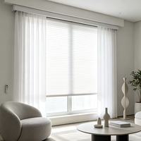 Ensemble de cantonnières occultantes intelligentes double couche en nid d'abeille, taille personnalisée, 100% polyester, pour fenêtres modernes en baie, en arc ou hybrides, pour salon