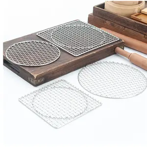 Stainless Steel Metal Round Grate BBQ Grill Mesh Stainless Steel Folding BBQ Grilling Basket