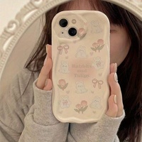 Coque de téléphone portable en TPU avec motif floral mignon et bord ondulé, coque arrière crème pour iPhone 16 11 15 17 Air 18 Pro Max