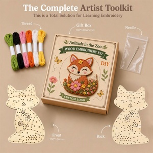 Customizable <b>Wooden</b> Embroidery Kits OEM Wood <b>Slice</b> Embroidery Sets for Adults Corporate Gift DIY Private Label Craft - Product Image 3