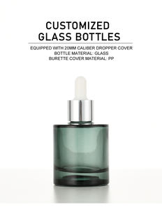 Botella de Vidrio Verde Oscuro con Pipeta, Envase Vacío Hermético para Suero Facial y Productos para el Cuidado de la Piel - Product Image 1