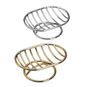 Support de Savon Métallique pour Comptoir, Plaqué Nickel et Or, Résistant à la Rouille, Plateau de Présentation Décoratif pour Savon, Ensemble de Salle de Bain - Product Image 1