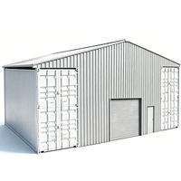 Abri de stockage extérieur pratique, résistant au feu et aux intempéries, avec toit en tôle d'acier colorée, pour entrepôt de marchandises.