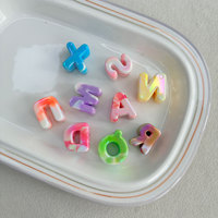 Perles acryliques alphabet plaquées UV, 26 lettres, grand trou, perles en vrac pour bijoux personnalisés DIY