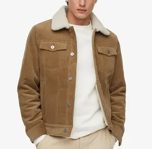 Winter OEM Custom Design High Quality Vintage Regular Fit Sherpa Lined Corduroy Button Up Men's Designer Jacket