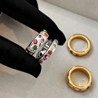 Mehrfarbige, mit Kristallen besetzte breite Bandringe für Damen, gold- und silberfarben, stapelbare Modeaccessoires