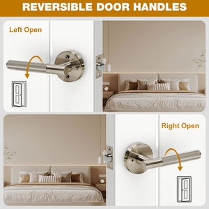 Ручка-замок для межкомнатных дверей из цинкового сплава с сатинированным никелевым покрытием и накаткой, простая установка - Product Image 3