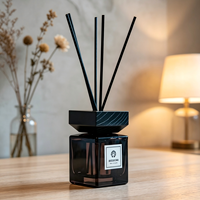 Diffuseur d'huiles essentielles haut de gamme en verre carré grand format, sans flamme, rechargeable, avec impression sérigraphique colorée