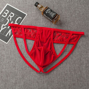 String en maille sexy et séduisant pour homme, avec courbes en U et fesses rehaussées, design taille basse avec poche ajourée. - Product Image 5