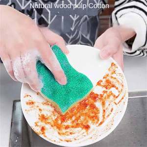 Éponges en cellulose naturelle enduite de PU à 3 plis Brosse de nettoyage Éponge de pot Bloc de sable Polissage Plat de ponçage Éponge de cuisine - Product Image 5