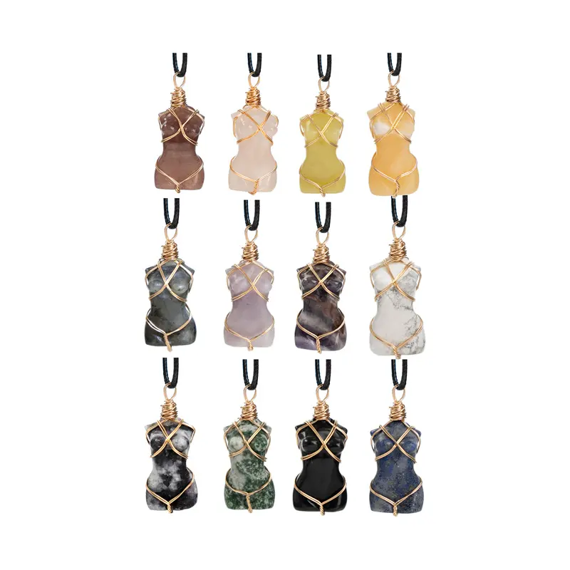 Top selling Natural Crystal Fengshui Healing Stone craft lady body necklace For Home Decoration
