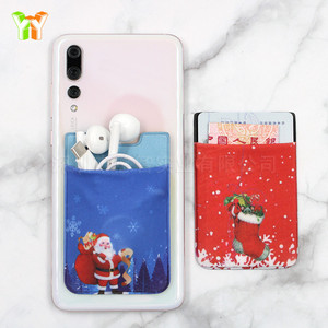 Pegatinas personalizadas para la parte trasera del teléfono y soportes para tarjetas navideños, pegatinas para teléfono de tela Lycra con patrón de transferencia térmica, regalo promocional - Product Image 1