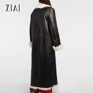 Manteau d'hiver pour <span class=keywords><strong>femme</strong></span>, mode, couleur unie, <span class=keywords><strong>laine</strong></span> roulée, super chaud, fourrure longue - Product Image 3
