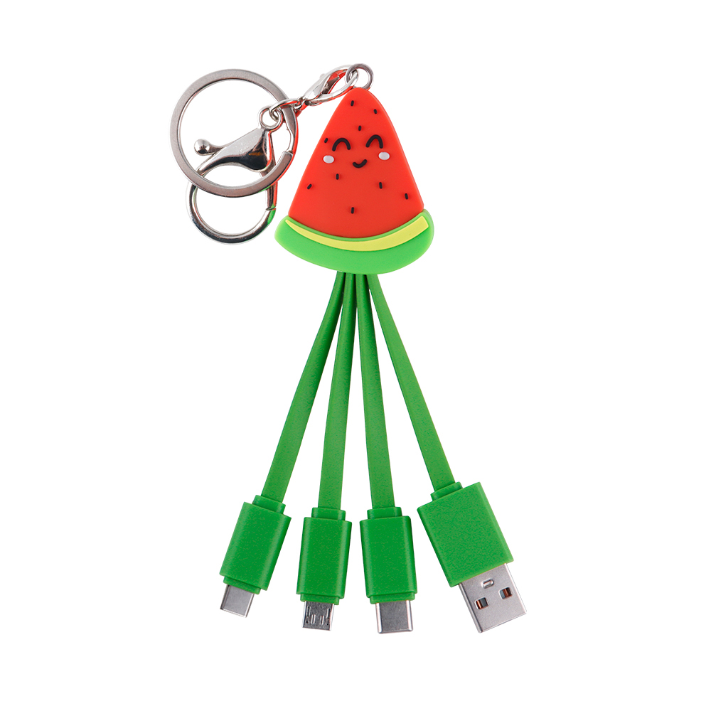 Câble de chargement USB 3 en 1 pastèque verte