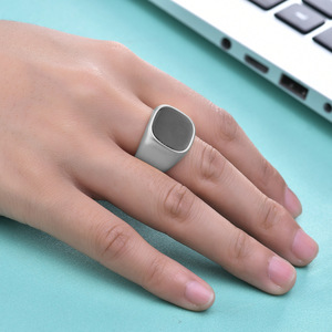 Fashion <b>Rings</b> Geometric Quadrilateral 16MM Stainless Steel <b>Plain</b> Inlay Gift Jewelry - Product Image 3