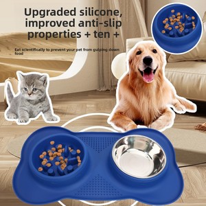 Stainless Steel Double Pet Bowl With Silicone Base Anti Overflow Anti Spill Non Slip <b>Feeder</b> for Medium Large Dog <b>Cat</b> - Product Image 3