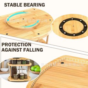 Wooden Kitchen <b>Spice</b> <b>Rack</b> 360 Degree <b>Rotating</b> Multi Function Storage Organizer For Desktop Use - Product Image 3