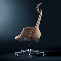 Chaise de bureau exécutive moderne en cuir avec base pivotante réglable en hauteur, idéale pour le bureau à domicile, structure métallique, revêtement en cuir