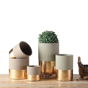 Wholesale Matte Cement Decorative Flower Pots Cheap Price round Wedding Decor for Livingroom <strong>Garden</strong> Planter <strong>Liner</strong> for Home Use - Product Image 2