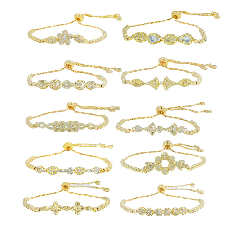 Flower Bracelets 18K Gold Plated Adjustable Fashion Bracelets Jewelry for women girls