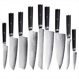 Juego de Cuchillos Japoneses ZA DAMASCUS MAKERS al por Mayor, Mango Negro G10, Acero Damasco VG10 de 3 Capas, Ambidiestros, 9 Piezas, Cuchillos de Cocina - Product Image 3