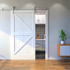 6.6 Ft. Kit de quincaillerie pour porte de <span class=keywords><strong>grange</strong></span> roulante blanche avec sangle à crochet style coulissant en bois massif Design rustique Portes de placard pliantes - Product Image 5