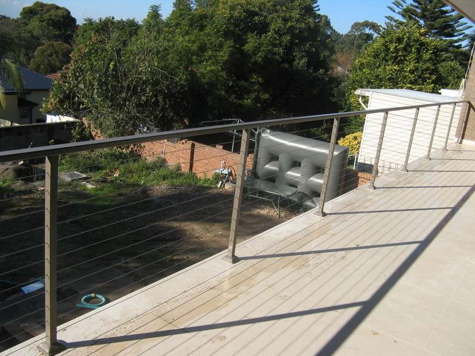 Stainless Steel Cable Railing Modern Stairwell Handrail Floor Mounted ...