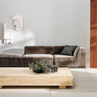 Table basse rectangulaire minimaliste en travertin beige, table centrale en travertin, taille personnalisée, style Wabi Sabi, table basse en travertin