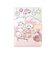 Carnet de notes Kawaii mignon pour filles, cadeau pour adolescentes, journal relié avec couverture en cuir PU, 96 feuilles, reliure cousue