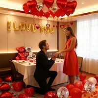 Ballons en aluminium et en latex en forme de cœur « Je t'aime » pour la Saint-Valentin, décoration de fête suspendue, 1000 pétales de rose, ours argenté et rouge, anniversaire