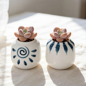 Vasi per Piante Grasse in Ceramica Creativi e Carini, Design Dipinti a Mano, Mini Vasi da Fiori con Foro di Drenaggio, Decorazione Minimalista per Centri Commerciali - Product Image 4