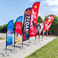 Drapeau publicitaire sportif personnalisé en polyester coupe-vent, résistant aux intempéries, avec mât en carbone à levage automatique, écologique et portable