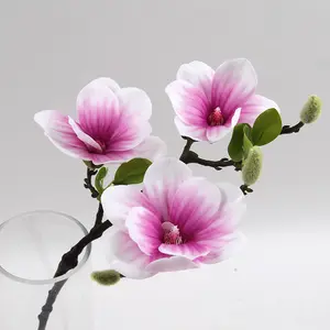 D-MG001 Decoratieve Bloemen Kunstmatige Wit Roze Magnolia Real Touch Bloemen Voor Bruiloft Decoratie Tafel Middelpunt