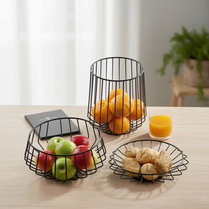 Set di Cestini per Frutta in Filo Metallico, 3 Misure, Design Minimalista per Cucina e Servizio - Product Image 3
